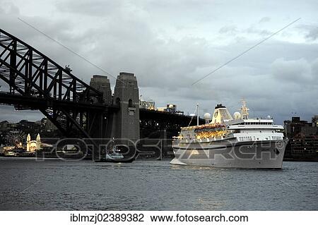 "Evening mood, cruise ship in front of the Sydney Harbour Bridge, Kirribilli district, North Sydney, New South Wales, NSW, Australia, Oceania" View Large Photo Image Stock Image - "Evening mood, cruise ship in front of the Sydney Harbour Bridge, Kirribilli district, North Sydney, New South Wales, NSW, Australia, Oceania". Fotosearch