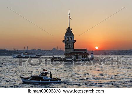 "Evening mood, Maiden's Tower or Leander's Tower, Kiz Kulesi, in Bosphorus, Suleymaniye Mosque at the rear, Bosporus, Uskudar, Istanbul, asian and european side, Istanbul Province, Turkey, Asia" View Large Photo Image Stock Photo - "Evening mood, Maiden's Tower or Leander's Tower, Kiz Kulesi, in Bosphorus, Suleymaniye Mosque at the rear, Bosporus, Uskudar, Istanbul, asian and european side, Istanbul Province, Turkey, Asia". Fotosearch