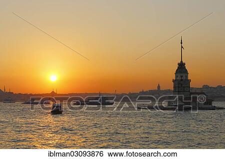 "Evening mood, Maiden's Tower or Leander's Tower, Kiz Kulesi, in Bosphorus in the evening, Bosporus, Uskudar, Istanbul, asian and european side, Istanbul Province, Turkey, Asia" View Large Photo Image Stock Photograph - "Evening mood, Maiden's Tower or Leander's Tower, Kiz Kulesi, in Bosphorus in the evening, Bosporus, Uskudar, Istanbul, asian and european side, Istanbul Province, Turkey, Asia". Fotosearch