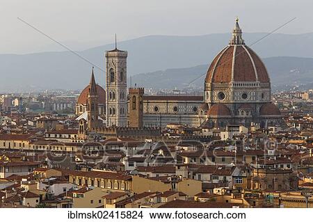 Evening mood on Piazzale Michelangelo square, overlooking the historic town centre with Florence Cathedral, Florence, Tuscany region, province of Siena, Italy, Europe View Large Photo Image Picture - Evening mood on Piazzale Michelangelo square, overlooking the historic town centre with Florence Cathedral, Florence, Tuscany region, province of Siena, Italy, Europe. Fotosearch