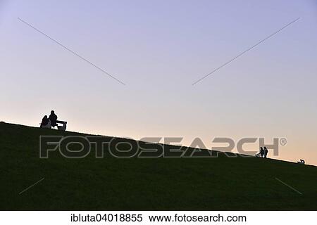 Stock Photography - "Evening mood on the dike, Wremen, Cuxhaven, Lower Saxony, Germany, Europe". Fotosearch