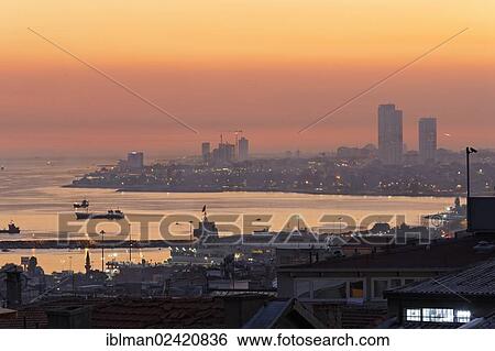 Evening mood on the shore of the Marmara Sea, view from Old City Sultanahmet, Istanbul, Turkey, Europe, Asia View Large Photo Image Stock Photograph - Evening mood on the shore of the Marmara Sea, view from Old City Sultanahmet, Istanbul, Turkey, Europe, Asia. Fotosearch