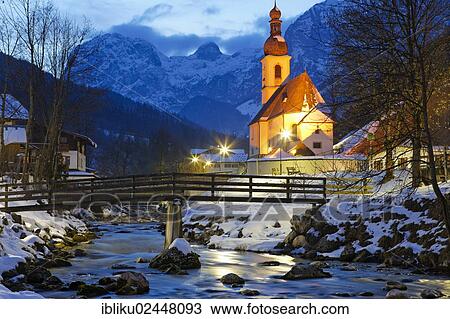 "Evening mood, Parish Church of St. Sebastian in Ramsau, Berchtesgadener Land, Bavaria, Germany, Europe" View Large Photo Image Stock Image - "Evening mood, Parish Church of St. Sebastian in Ramsau, Berchtesgadener Land, Bavaria, Germany, Europe". Fotosearch