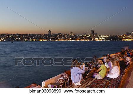 "Evening mood, promenade on the Bosphorus, Beyoglu and Sisli at the rear, Bosporus, Uskudar, Istanbul, asian and european side, Istanbul Province, Turkey, Asia" View Large Photo Image Stock Image - "Evening mood, promenade on the Bosphorus, Beyoglu and Sisli at the rear, Bosporus, Uskudar, Istanbul, asian and european side, Istanbul Province, Turkey, Asia". Fotosearch