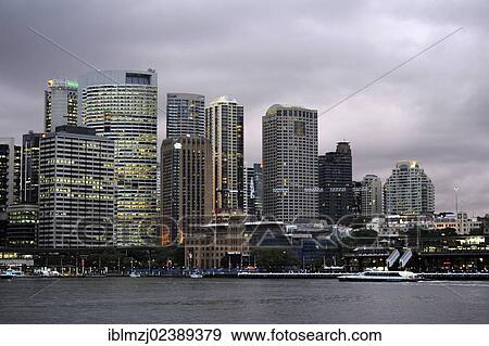 "Evening mood, skyline of the Central Business District, CBD, Circular Quay West, Sydney Cove, The Rocks, Sydney Harbour, Sydney, New South Wales, NSW, Australia, Oceania" View Large Photo Image Stock Photo - "Evening mood, skyline of the Central Business District, CBD, Circular Quay West, Sydney Cove, The Rocks, Sydney Harbour, Sydney, New South Wales, NSW, Australia, Oceania". Fotosearch