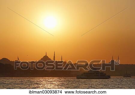 "Evening mood, Suleymaniye Mosque and Fatih Mosque, ferry on Bosphorus, seen from Ueskuedar, Bosporus, Uskudar, Istanbul, asian and european side, Istanbul Province, Turkey, Asia" View Large Photo Image Picture - "Evening mood, Suleymaniye Mosque and Fatih Mosque, ferry on Bosphorus, seen from Ueskuedar, Bosporus, Uskudar, Istanbul, asian and european side, Istanbul Province, Turkey, Asia". Fotosearch