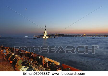 "Evening mood, view towards Ueskuedar over the Bosphorus with Maiden's Tower or Leander's Tower, Kiz Kulesi, Bosporus, Uskudar, Istanbul, asian and european side, Istanbul Province, Turkey, Asia" View Large Photo Image Stock Photo - "Evening mood, view towards Ueskuedar over the Bosphorus with Maiden's Tower or Leander's Tower, Kiz Kulesi, Bosporus, Uskudar, Istanbul, asian and european side, Istanbul Province, Turkey, Asia". Fotosearch