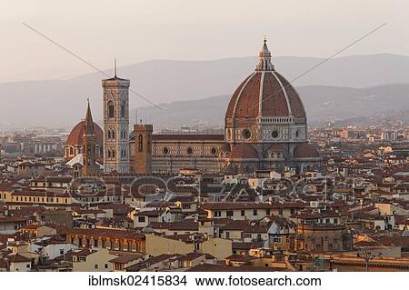 Evening on the Piazzale Michelangolo, overlooking the old town with the cathedral, Florence, Province of Florence, Tuscany, Italy, Europe View Large Photo Image Picture - Evening on the Piazzale Michelangolo, overlooking the old town with the cathedral, Florence, Province of Florence, Tuscany, Italy, Europe. Fotosearch