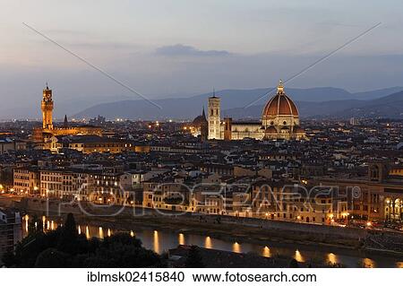 Evening on the Piazzale Michelangolo, overlooking the old town with the cathedral and Palazzo Vecchio, Florence, Province of Florence, Tuscany, Italy, Europe View Large Photo Image Stock Image - Evening on the Piazzale Michelangolo, overlooking the old town with the cathedral and Palazzo Vecchio, Florence, Province of Florence, Tuscany, Italy, Europe. Fotosearch