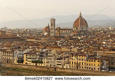 Evening on the Piazzale Michelangolo, overlooking the old town with the cathedral, Florence, Province of Florence, Tuscany, Italy, Europe View Large Photo Image Stock Photo - Evening on the Piazzale Michelangolo, overlooking the old town with the cathedral, Florence, Province of Florence, Tuscany, Italy, Europe. Fotosearch