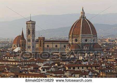 Evening on the Piazzale Michelangolo, overlooking the old town with the cathedral, Florence, Province of Florence, Tuscany, Italy, Europe View Large Photo Image Stock Photo - Evening on the Piazzale Michelangolo, overlooking the old town with the cathedral, Florence, Province of Florence, Tuscany, Italy, Europe. Fotosearch