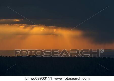 Stock Image - "Evening sky, Reserve naturelle du Tanet-Gazon du Faing, nature reserve, Route des Cretes, Vosges, Le Valtin, Lorraine, France, Europe". Fotosearch
