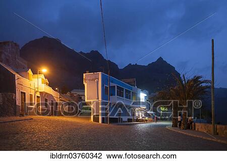 "Evening street scene at the promenade, Ponta do Sol, Santo Antao island, Cape Verde, Africa" View Large Photo Image Stock Image - "Evening street scene at the promenade, Ponta do Sol, Santo Antao island, Cape Verde, Africa". Fotosearch
