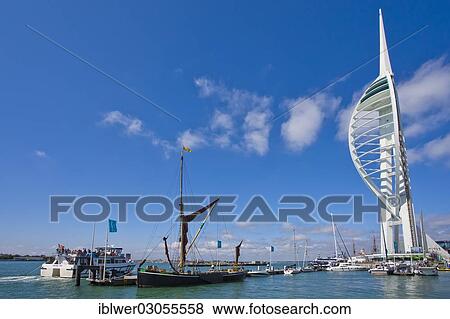 "Excursion boat and boats in the harbour, Spinnaker Tower, Gunwharf Quays, Portsmouth, Hampshire, England, United Kingdom, Europe" View Large Photo Image Stock Photo - "Excursion boat and boats in the harbour, Spinnaker Tower, Gunwharf Quays, Portsmouth, Hampshire, England, United Kingdom, Europe". Fotosearch
