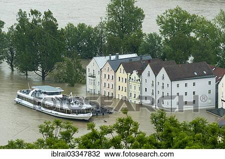 "Excursion boat in the historic town centre of Passau during the flood on 3rd June 2013, Passau, Lower Bavaria, Bavaria, Germany, Europe" View Large Photo Image Stock Image - "Excursion boat in the historic town centre of Passau during the flood on 3rd June 2013, Passau, Lower Bavaria, Bavaria, Germany, Europe". Fotosearch