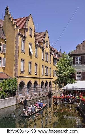 "Excursion boat on a canal, La Petite Venise, Colmar, Departement Haut-Rhin, Alsace, France, Europe" View Large Photo Image Stock Photo - "Excursion boat on a canal, La Petite Venise, Colmar, Departement Haut-Rhin, Alsace, France, Europe". Fotosearch