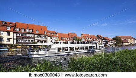 "Excursion boat on the Regnitz river, Little Venice at back, Bamberg, Bavaria, Germany, Europe" View Large Photo Image Stock Image - "Excursion boat on the Regnitz river, Little Venice at back, Bamberg, Bavaria, Germany, Europe". Fotosearch