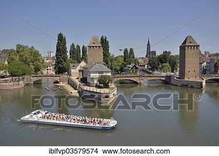 "Excursion boat on the River Ill at the Ponts Couverts bridge with towers, UNESCO World Heritage Site, historic centre or Grand Ile, Strasbourg, Departement Bas-Rhin, Alsace, France, Europe" View Large Photo Image Picture - "Excursion boat on the River Ill at the Ponts Couverts bridge with towers, UNESCO World Heritage Site, historic centre or Grand Ile, Strasbourg, Departement Bas-Rhin, Alsace, France, Europe". Fotosearch