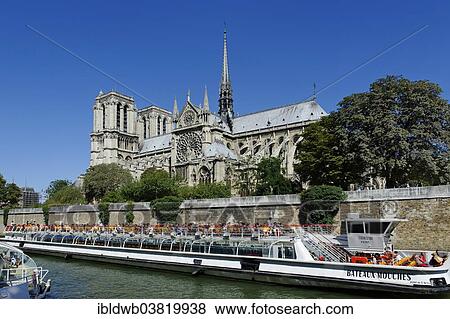 "Excursion boat on the Seine, Notre-Dame de Paris or Notre-Dame Cathedral, Ile de la Cite, 4th Arrondissement, Paris, France, Europe" View Large Photo Image Stock Photo - "Excursion boat on the Seine, Notre-Dame de Paris or Notre-Dame Cathedral, Ile de la Cite, 4th Arrondissement, Paris, France, Europe". Fotosearch