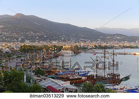 "Excursion boats in the harbour, Alanya, Turkish Riviera, Province of Antalya, Mediterranean Region, Turkey, Asia" View Large Photo Image Stock Photo - "Excursion boats in the harbour, Alanya, Turkish Riviera, Province of Antalya, Mediterranean Region, Turkey, Asia". Fotosearch