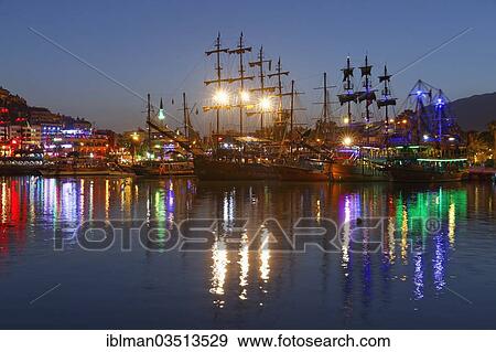 Stock Photo - "Excursion boats in the harbour, Alanya, Turkish Riviera, Province of Antalya, Mediterranean Region, Turkey, Asia". Fotosearch