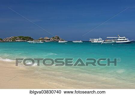 "Excursion boats moored off the Similan Islands, Mu Ko Similan National Park, Thailand, Asia" View Large Photo Image Stock Image - "Excursion boats moored off the Similan Islands, Mu Ko Similan National Park, Thailand, Asia". Fotosearch