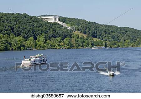 "Excursion boats on the Danube, behind the Walhalla memorial, Donaustauf, Upper Palatinate, Bavaria, Germany, Europe" View Large Photo Image Stock Photo - "Excursion boats on the Danube, behind the Walhalla memorial, Donaustauf, Upper Palatinate, Bavaria, Germany, Europe". Fotosearch