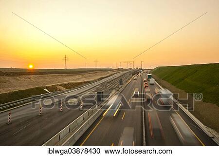 Stock Image - "Extension of the A8 motorway, ascent of the Swabian Alb near Dornstadt, Baden-Wurttemberg, Germany, Europe". Fotosearch