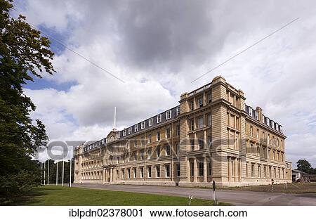 Stock Image - "Exterior facade of the Former Army Staff College Royal Military Academy, Sandhurst, Camberley, Hampshire, England, United Kingdom, Europe". Fotosearch