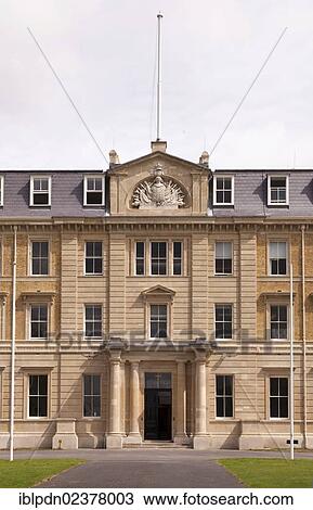 Stock Image - "Exterior facade of the Former Army Staff College Royal Military Academy, Sandhurst, Camberley, Hampshire, England, United Kingdom, Europe". Fotosearch
