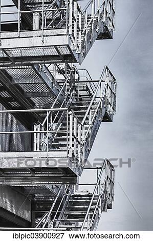 Stock Photo - Exterior steel staircases. Fotosearch