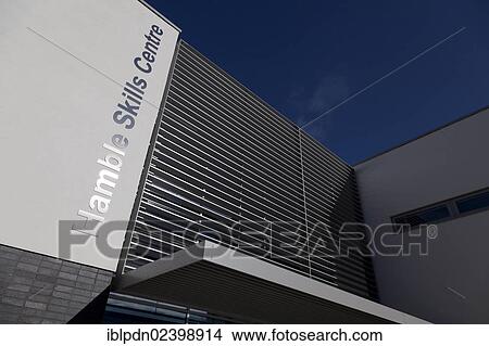Picture - "Exteriors of Hamble Skills Centre, Hamble Community Sports College, Hamble, Hampshire, England, United Kingdom, Europe". Fotosearch