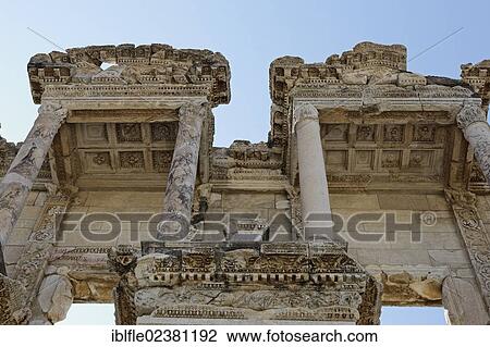 "Facade and pillars of the Library of Celsus, UNESCO World Heritage Site, Ephesus, Ephesos, Efes, Izmir, Turkish Aegean, western Turkey, Turkey, Asia" View Large Photo Image Stock Image - "Facade and pillars of the Library of Celsus, UNESCO World Heritage Site, Ephesus, Ephesos, Efes, Izmir, Turkish Aegean, western Turkey, Turkey, Asia". Fotosearch