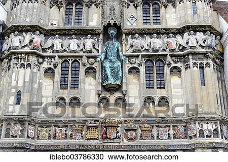 Stock Image - "Facade at the entrance area, Canterbury Cathedral, Canterbury, Kent, England, United Kingdom, Europe". Fotosearch