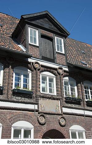 "Facade of a building, Am Marienplatz, Luneburg, Lower Saxony, Germany, Europe" View Large Photo Image Stock Photo - "Facade of a building, Am Marienplatz, Luneburg, Lower Saxony, Germany, Europe". Fotosearch