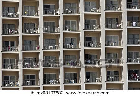 Stock Image - "Facade of a hotel, Cala Romaguera, Mallorca, Majorca, Balearic Islands, Spain, Europe". Fotosearch