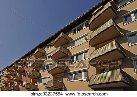 "Facade of an apartment building with balconies, Am Stadtpark, Nuremberg, Middle Franconia, Bavaria, Germany, Europe" View Large Photo Image Picture - "Facade of an apartment building with balconies, Am Stadtpark, Nuremberg, Middle Franconia, Bavaria, Germany, Europe". Fotosearch
