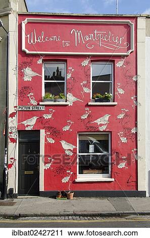 "Facade of house painted with birds and flowers, with lettering """"Welcome to Montpelier"""", Montpelier, Bristol, England, United Kingdom, Europe" View Large Photo Image Stock Image - "Facade of house painted with birds and flowers, with lettering """"Welcome to Montpelier"""", Montpelier, Bristol, England, United Kingdom, Europe". Fotosearch