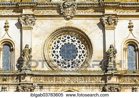 Stock Photography - "Facade of the Alcobaca Monastery, Unesco World Heritage Site, Alcobaca, Portugal, Europe". Fotosearch