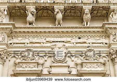 "Facade, portal superstructure, main portal by Francesco Antonio Zimbalo, 1606, Baroque of Lecce, also Baroque of Salento, Church of Santa Croce, Lecce, Apulia, Italy, Europe" View Large Photo Image Stock Photo - "Facade, portal superstructure, main portal by Francesco Antonio Zimbalo, 1606, Baroque of Lecce, also Baroque of Salento, Church of Santa Croce, Lecce, Apulia, Italy, Europe". Fotosearch