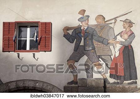 "Facade with a Luftlmalerei fresco painting, Schlossplatz square, Berchtesgaden, Berchtesgadener Land District, Upper Bavaria, Bavaria, Germany, Europe" View Large Photo Image Stock Photo - "Facade with a Luftlmalerei fresco painting, Schlossplatz square, Berchtesgaden, Berchtesgadener Land District, Upper Bavaria, Bavaria, Germany, Europe". Fotosearch