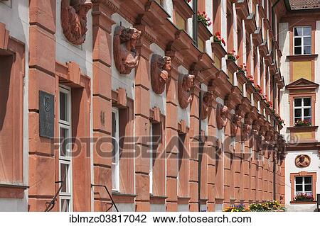 "Facade with ancient busts of emperors, gods and goddesses at the former Altes Schloss castle, 18th century, now tax office, Bayreuth, Bavaria, Germany, Europe" View Large Photo Image Stock Image - "Facade with ancient busts of emperors, gods and goddesses at the former Altes Schloss castle, 18th century, now tax office, Bayreuth, Bavaria, Germany, Europe". Fotosearch