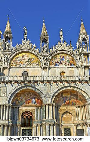 "Facade with details of the Romanesque pillars and mosaics of St Mark's Basilica, Venice, Veneto, Italy, Europe" View Large Photo Image Stock Image - "Facade with details of the Romanesque pillars and mosaics of St Mark's Basilica, Venice, Veneto, Italy, Europe". Fotosearch