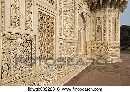 "Facade with intricate marble inlays of an Islamic mausoleum, tomb of Mirza Ghiyas Beg, Agra, Uttar Pradesh, India, Asia" View Large Photo Image Stock Photo - "Facade with intricate marble inlays of an Islamic mausoleum, tomb of Mirza Ghiyas Beg, Agra, Uttar Pradesh, India, Asia". Fotosearch
