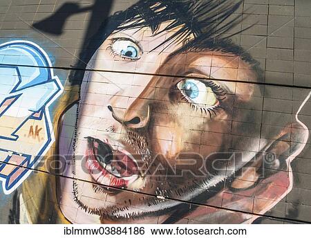 "Face of a frightened man, graffiti, Santa Cruz, Tenerife, Canary Islands, Spain, Europe" View Large Photo Image Stock Photograph - "Face of a frightened man, graffiti, Santa Cruz, Tenerife, Canary Islands, Spain, Europe". Fotosearch
