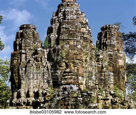"Face-tower on the south gate of Angkor Thom, Angkor Thom, Siem Reap Province, Cambodia, Asia" View Large Photo Image Stock Image - "Face-tower on the south gate of Angkor Thom, Angkor Thom, Siem Reap Province, Cambodia, Asia". Fotosearch
