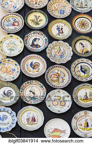 "Faience ware, typical painted earthenware plates, Quimper, Brittany, France, Europe" View Large Photo Image Picture - "Faience ware, typical painted earthenware plates, Quimper, Brittany, France, Europe". Fotosearch