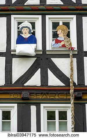 "Fairy tale characters Frau Holda and Rapunzel, Fairy Tale House, historic centre, Alsfeld, Hesse, Germany, Europe" View Large Photo Image Stock Photography - "Fairy tale characters Frau Holda and Rapunzel, Fairy Tale House, historic centre, Alsfeld, Hesse, Germany, Europe". Fotosearch