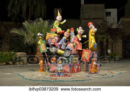 Stock Photo - "Falla, a papier-mache figure, at the Falles or Fallas spring festival, Pego, Province of Alicante, Spain, Europe". Fotosearch
