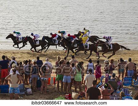 "Famous horse races on the beach of Sanlucar de Barrameda, Sanlucar de Barrameda, Cadiz province, Andalusia, Spain, Europe" View Large Photo Image Stock Photo - "Famous horse races on the beach of Sanlucar de Barrameda, Sanlucar de Barrameda, Cadiz province, Andalusia, Spain, Europe". Fotosearch